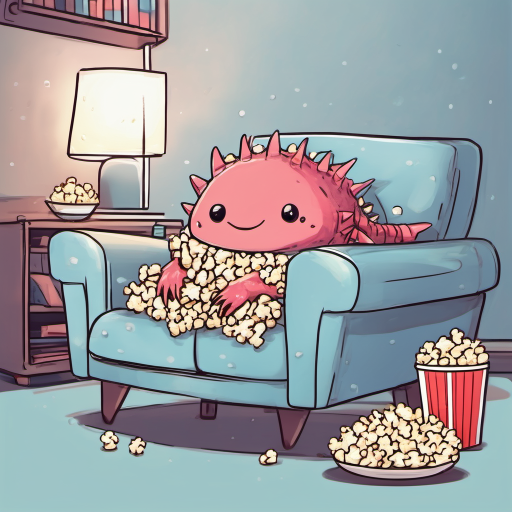 picture of axolotl watching movie